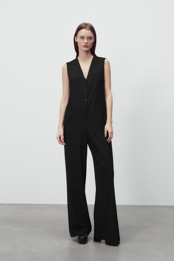 LONG V-NECK JUMPSUIT