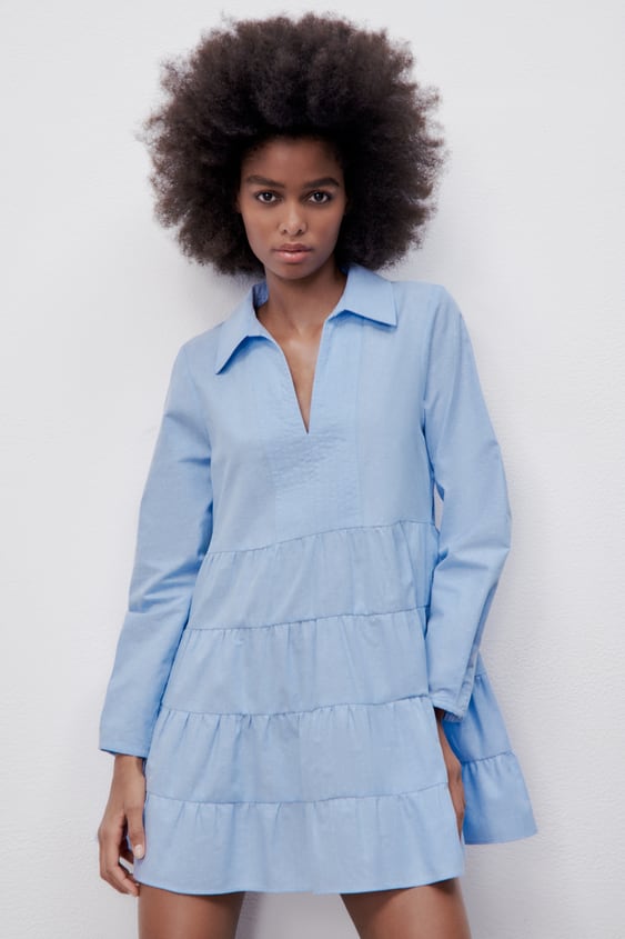 TIERED OXFORD DRESS
