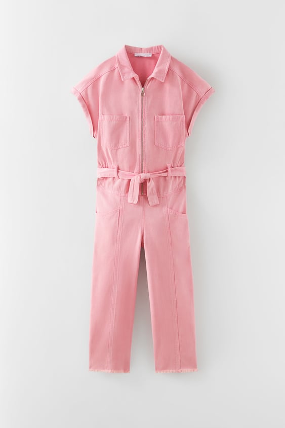 BELTED DENIM JUMPSUIT