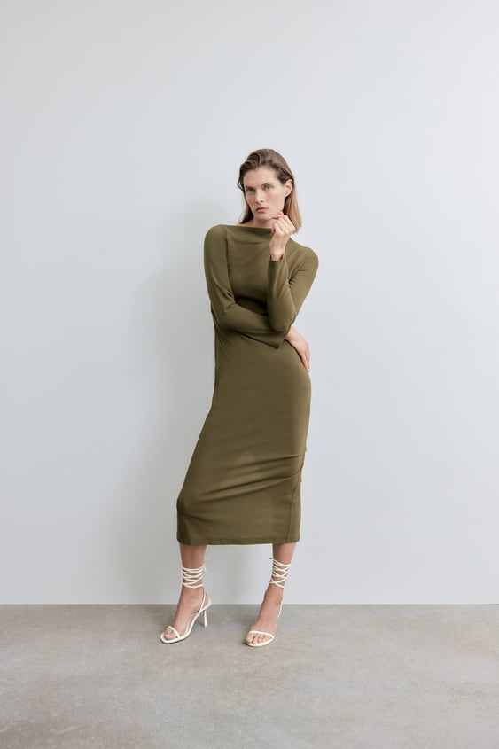 PLEATED WOOL DRESS