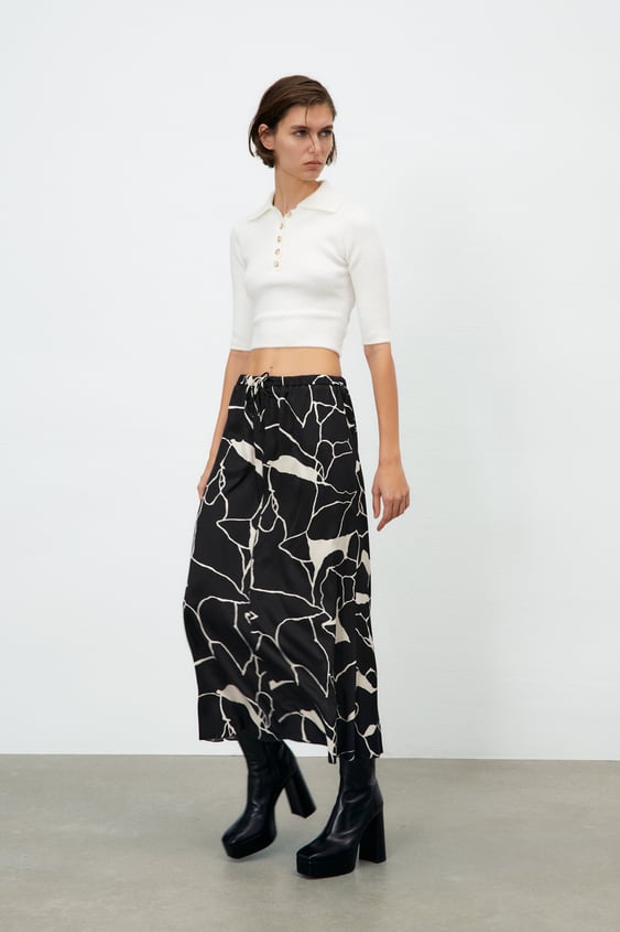 PRINTED MIDI SKIRT