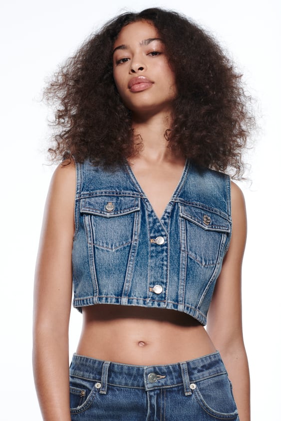 CROPPED DENIM VEST