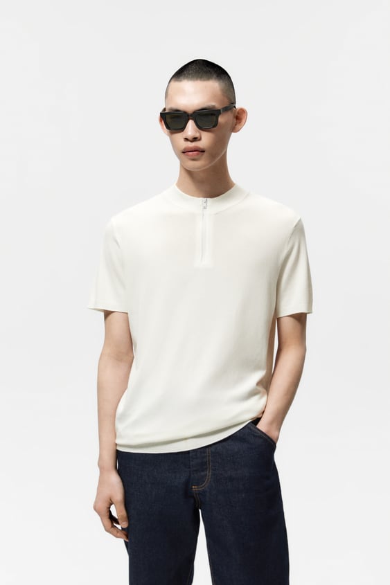 KNIT ZIP T-SHIRT