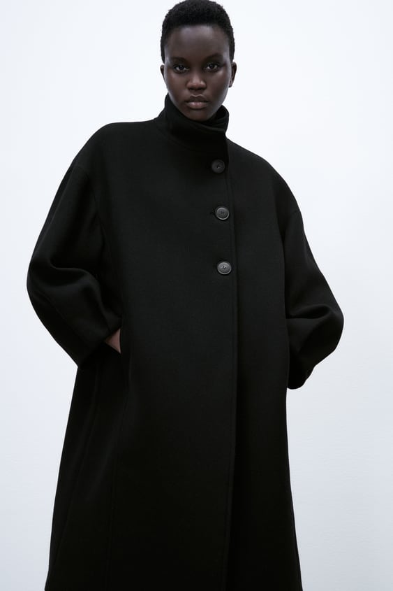 WOOL BLEND HIGH COLLAR COAT