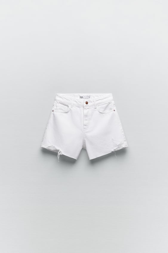 RIPPED HIGH RISE DENIM SHORTS