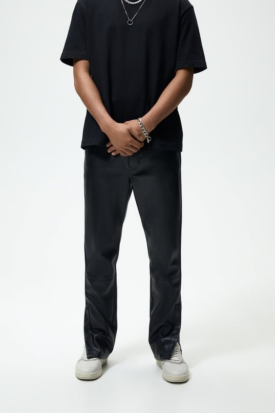 FAUX LEATHER PANTS WITH VENTS