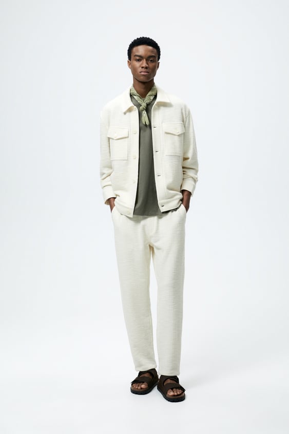 TEXTURED JOGGER WAIST PANTS