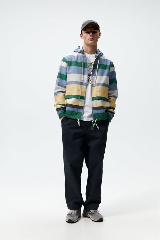 HOODED STRIPED JACKET