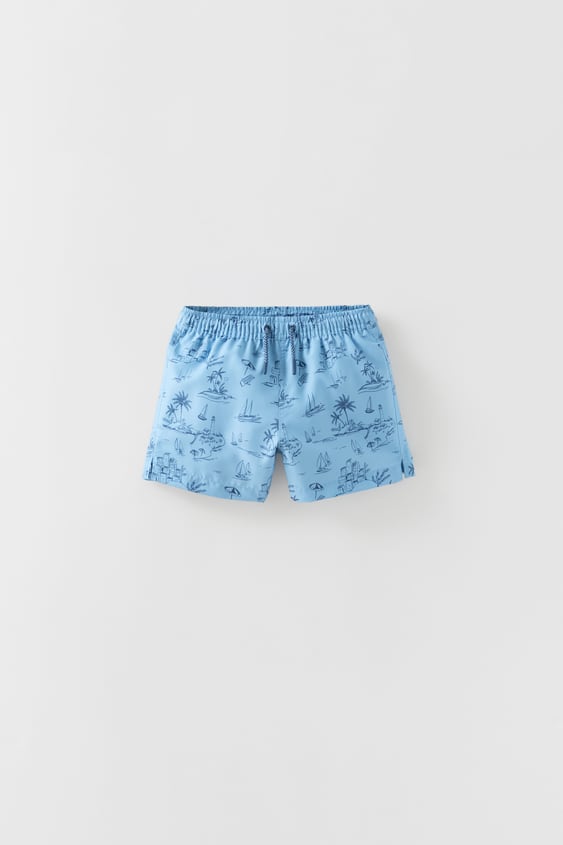 KIDS/ BEACH PRINT SWIM SHORTS