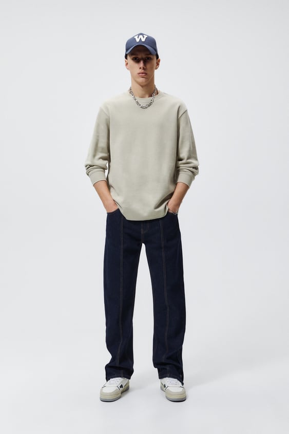ZIPPERED SEAMED JEANS