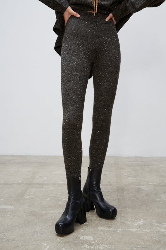 RIB TRIM KNIT LEGGINGS