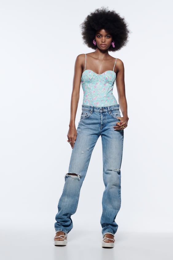 FLORAL CORSET BODYSUIT