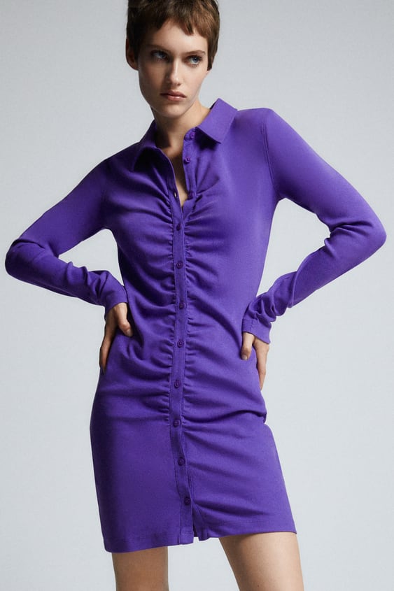 SHIRT DRESS WITH RUCHING