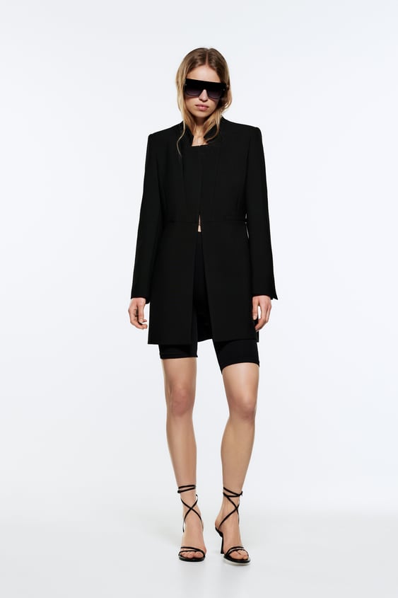 INVERTED LAPEL LONG BLAZER