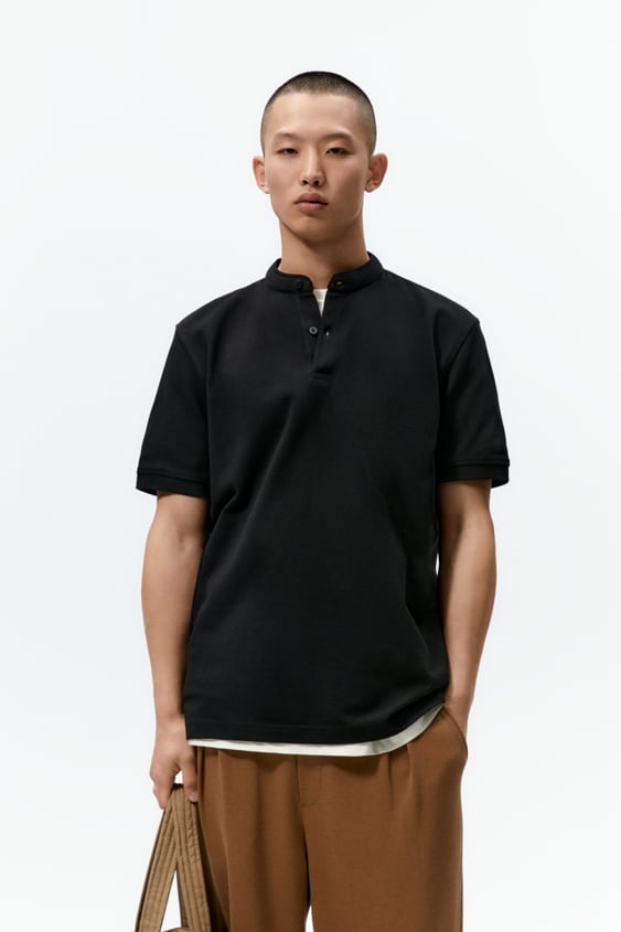 PIQU TEXTURED POLO SHIRT