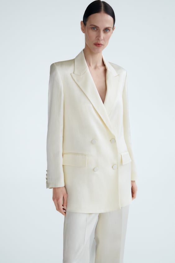 SATIN EFFECT DOUBLE BREASTED BLAZER