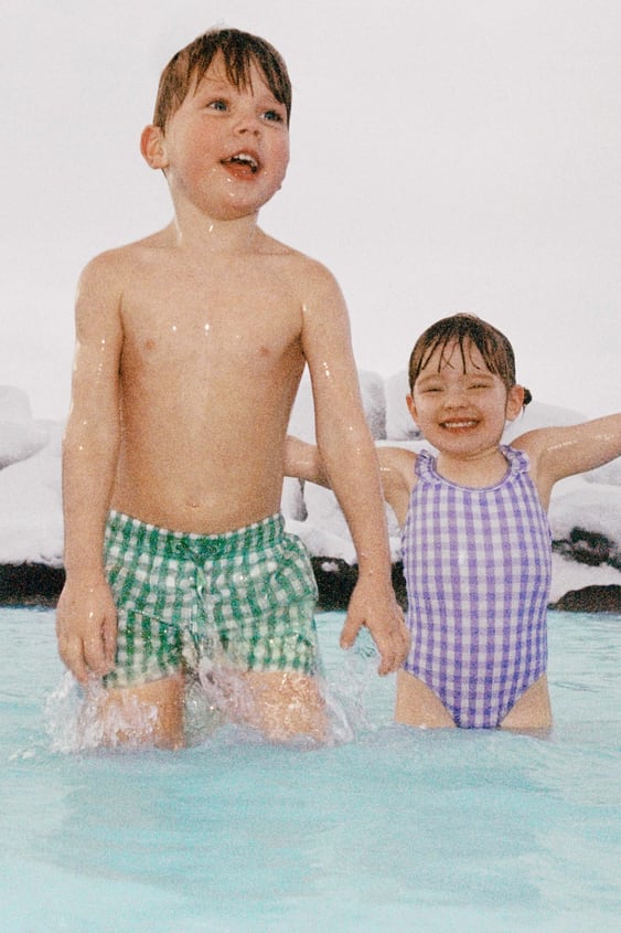KIDS/ GINGHAM SWIM SHORTS