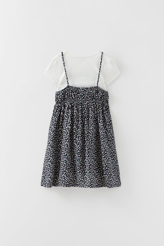 CONTRASTING FLORAL DRESS