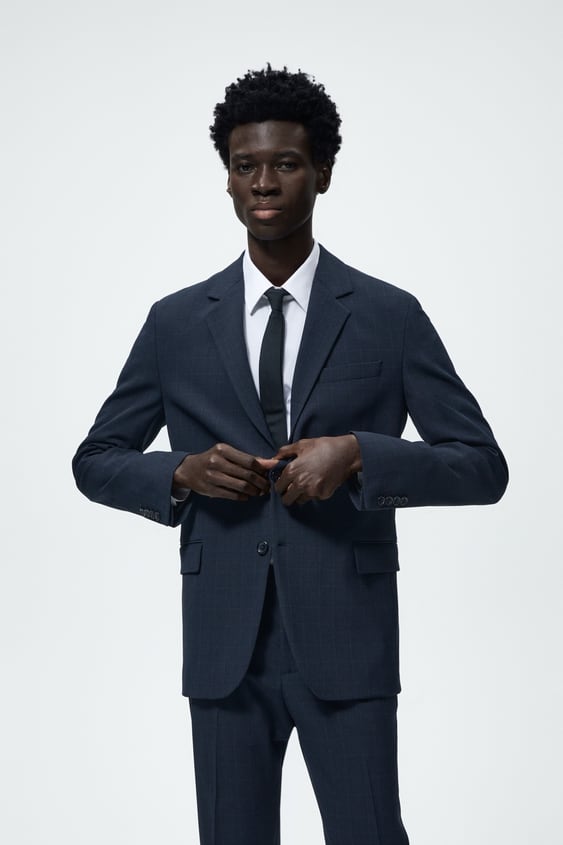 CHECKED STRETCH SUIT JACKET