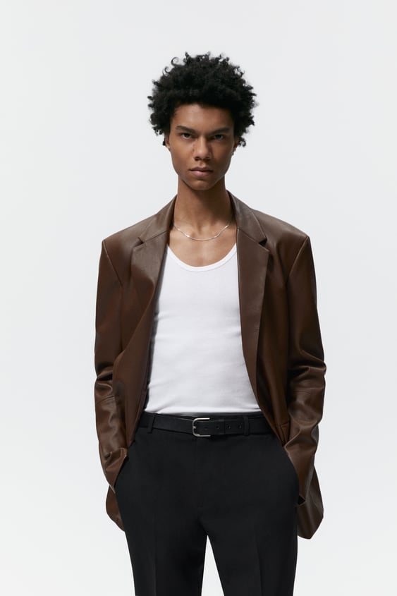 FAUX LEATHER BLAZER