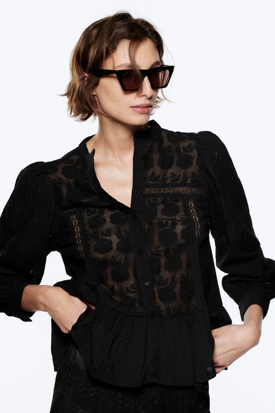 EMBROIDERED PEPLUM BLOUSE