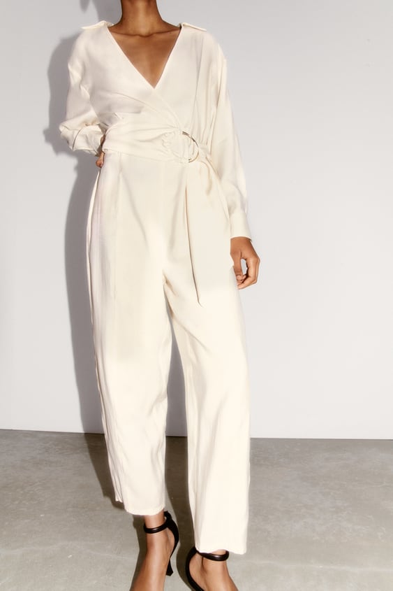 GOLD BUCKLE WRAP JUMPSUIT