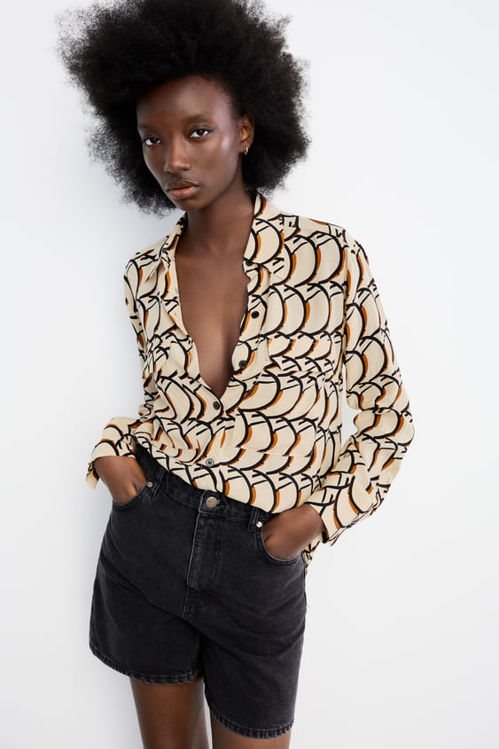 POCKET PRINT BLOUSE