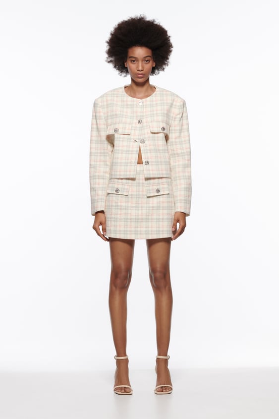 PLAID CROPPED JACKET