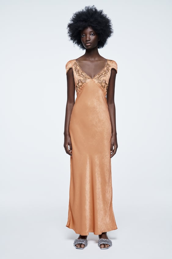 JEWEL TRIM LONG DRESS
