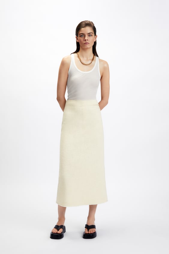 FRAYED TEXTURED SKIRT