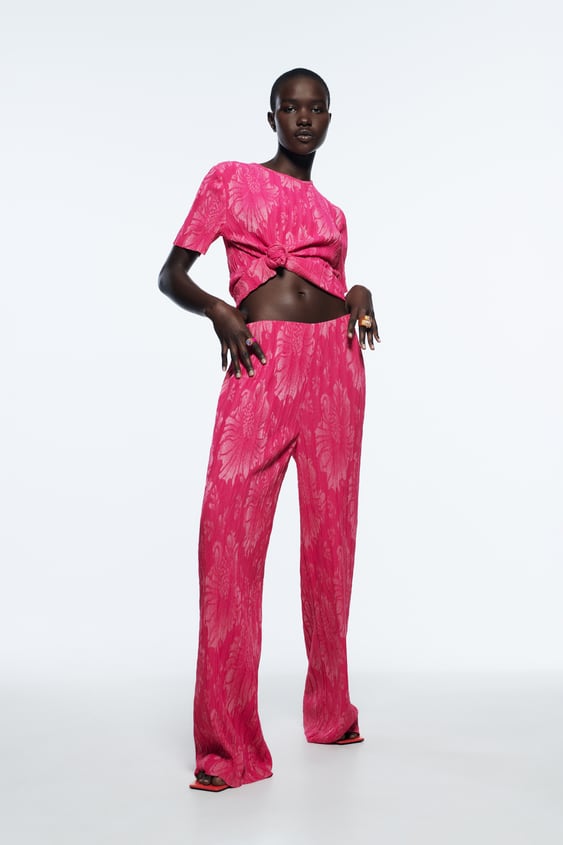 JACQUARD PLEATED PANTS