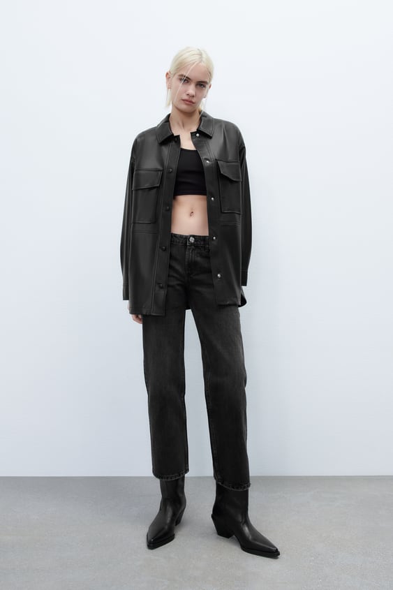 FAUX LEATHER OVERSHIRT