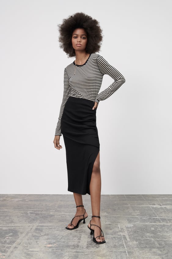 RUCHED RIB SKIRT