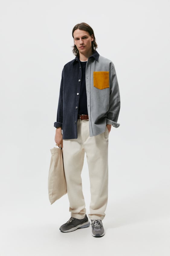 BLOCK COLOR CORDUROY OVERSHIRT