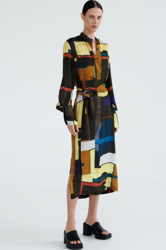PRINTED MIDI DRESS