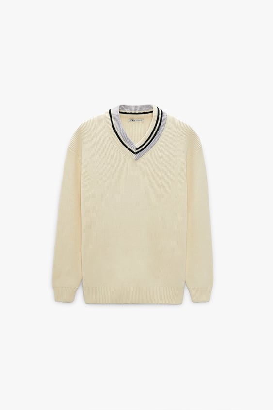 SWEATER WITH CONTRASTING RIB TRIM