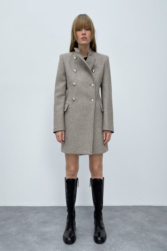 WOOL BLEND HIGH COLLAR COAT