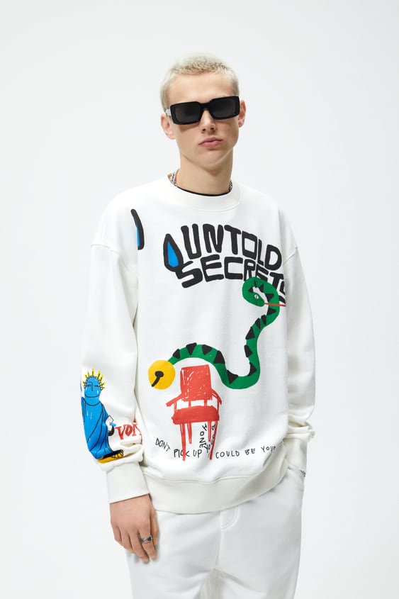 CONTRASTING PRINTED SWEATSHIRT