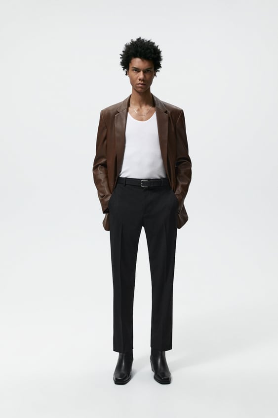 FAUX LEATHER BLAZER