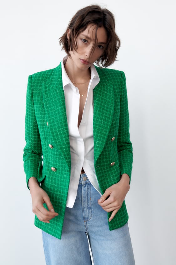 TEXTURED DOUBLE BREASTED BLAZER
