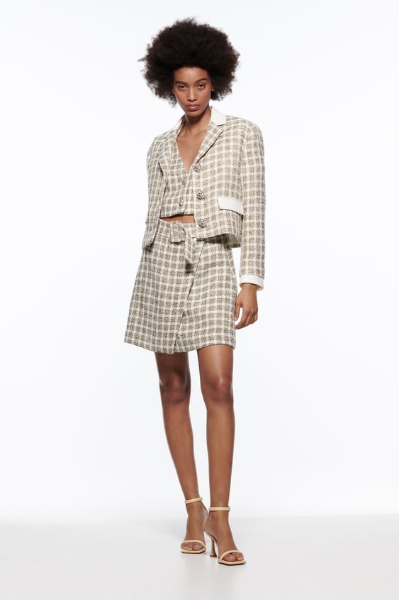PLAID CROPPED JACKET