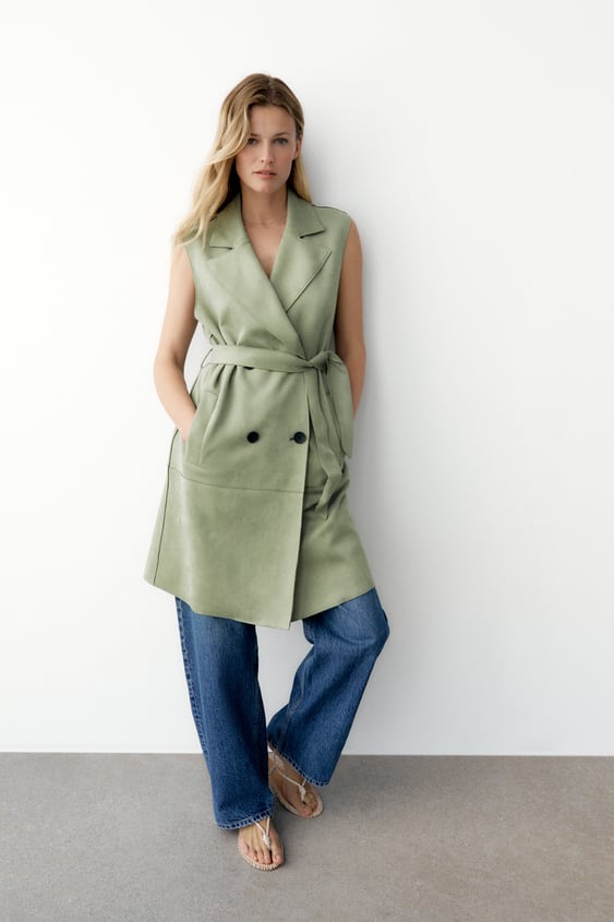 BELTED FAUX SUEDE VEST