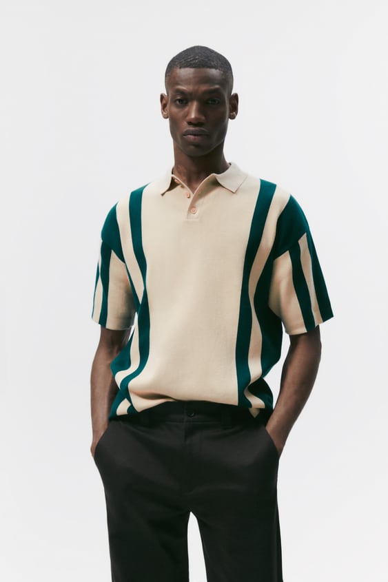 STRIPED KNIT POLO