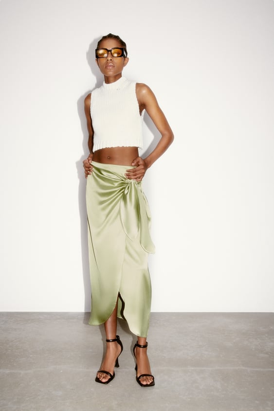SATIN EFFECT PAREO SKIRT