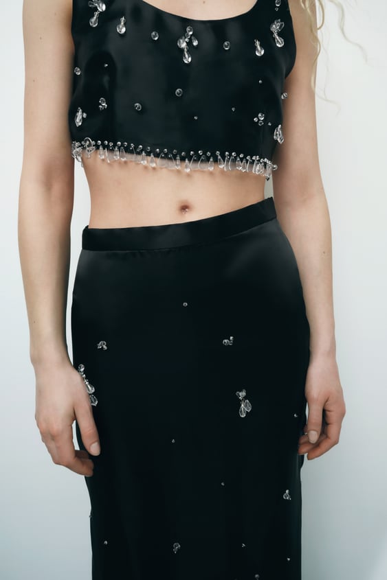 JEWEL TRIM SATIN EFFECT SKIRT LIMITED EDITION