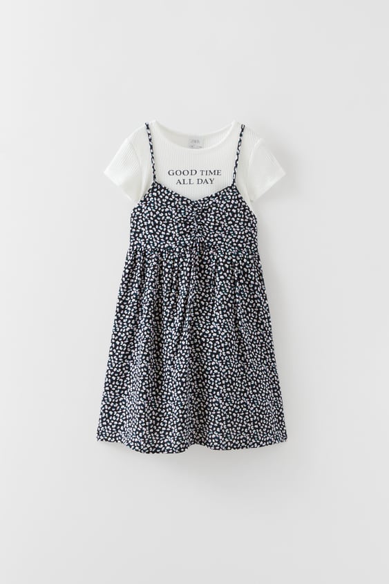 CONTRASTING FLORAL DRESS