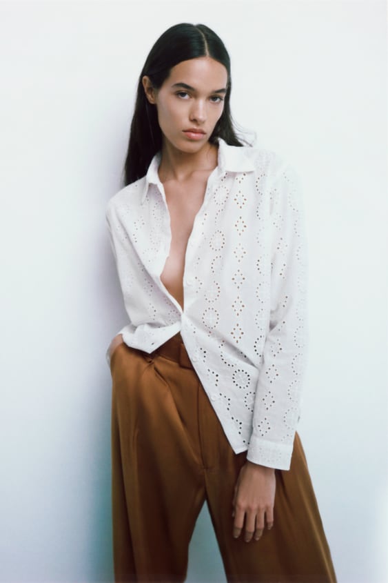 EMBROIDERED EYELET BLOUSE