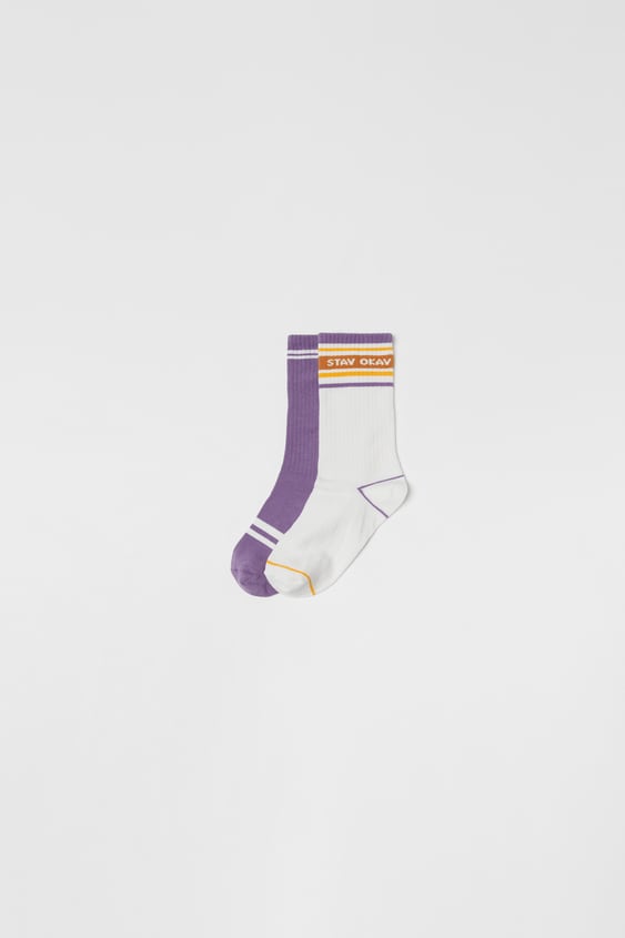KIDS/ TWO-PACK OF TEXT SOCKS
