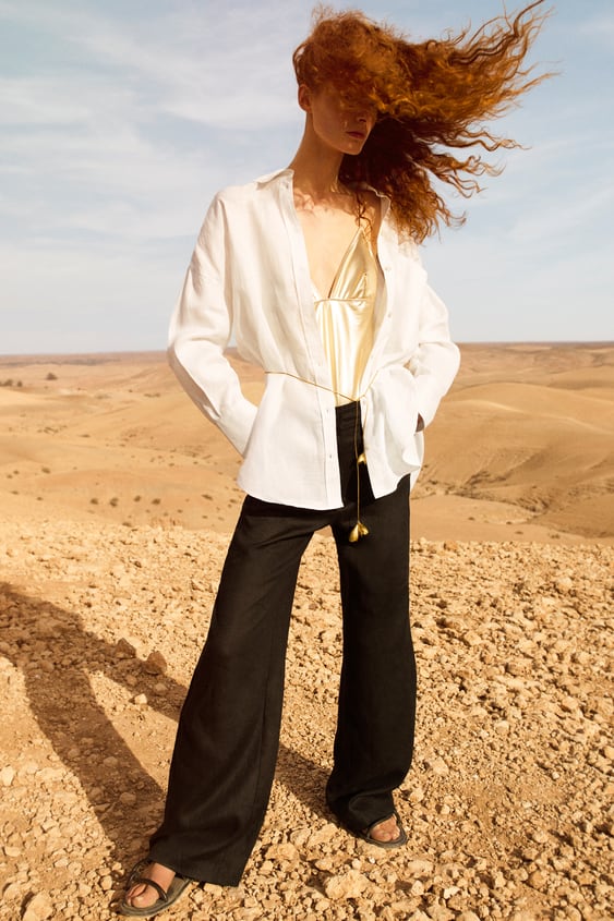 WIDE LEG LINEN PANTS