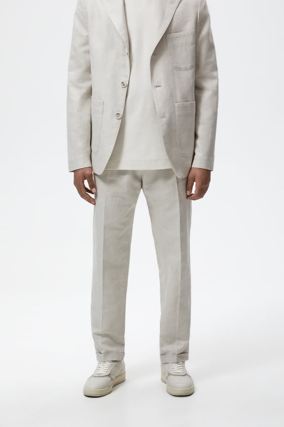 LINEN COTTON BLEND PANTS
